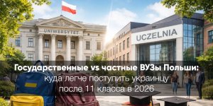Государственные vs частные ВУЗы Польши: куда легче поступить украинцу после 11 класса в 2026