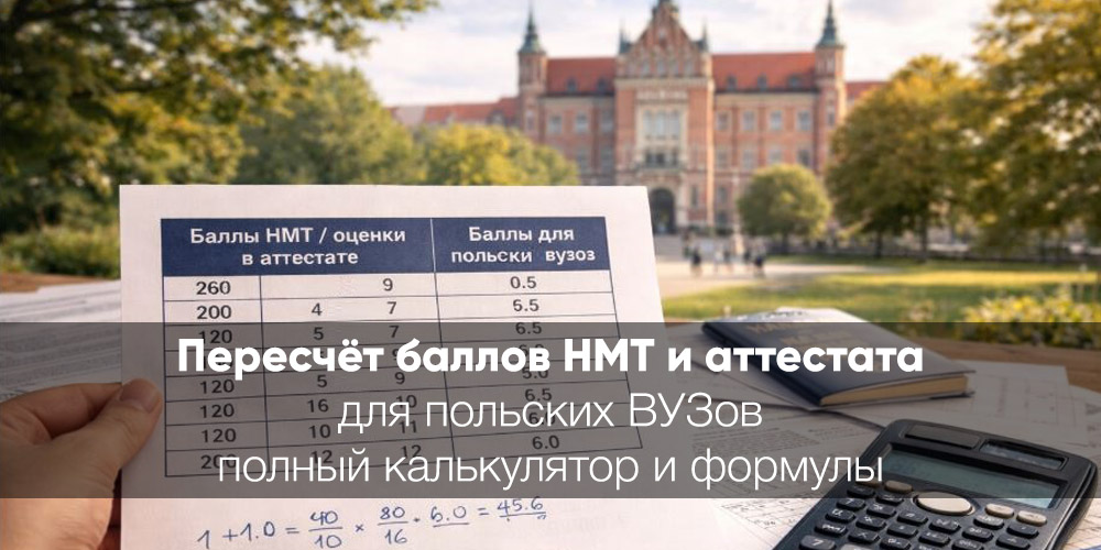 Пересчёт баллов НМТ и аттестата для польских ВУЗов: Полный калькулятор и формулы 2026