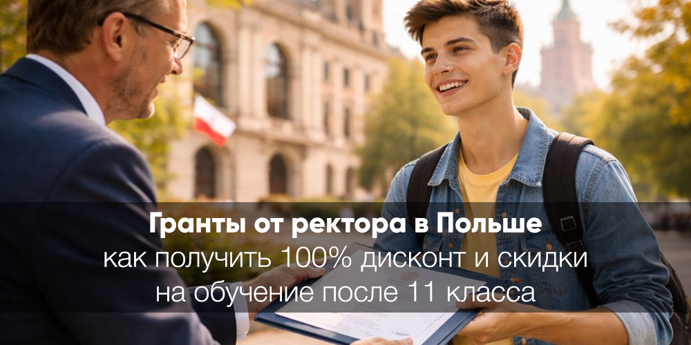 Гранты от ректора и скидки на обучение в Польше 2026: как получить 100% дисконт после 11 класса